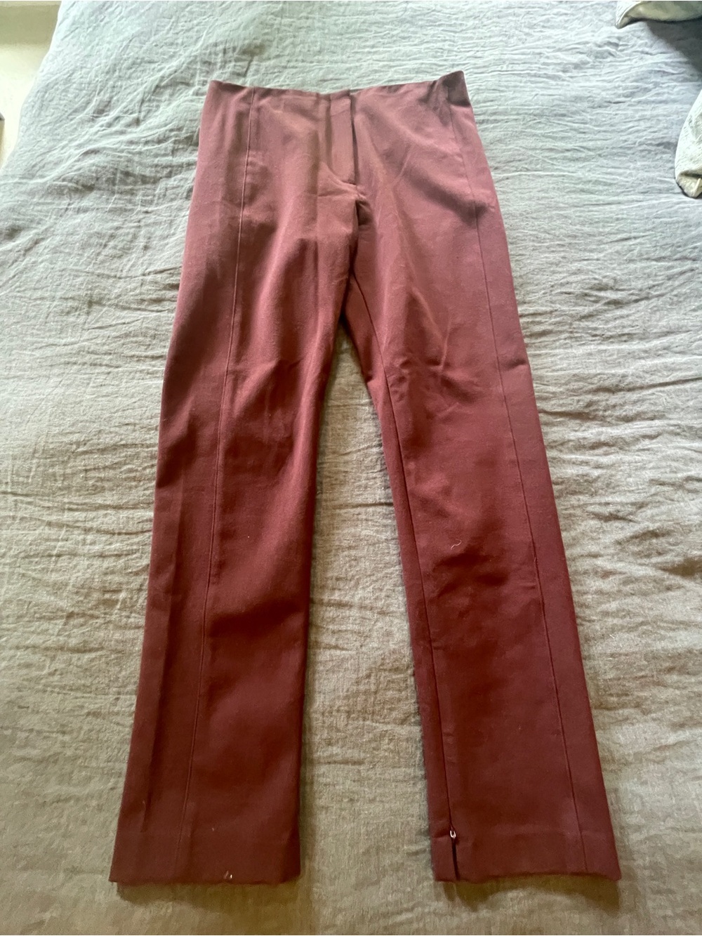 Women's Ann Taylor Burgundy Pants  - Zipper Detail at hem - Size 12